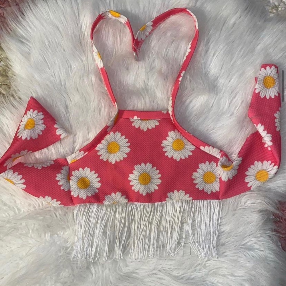 Handmade baby girl fringe halter top